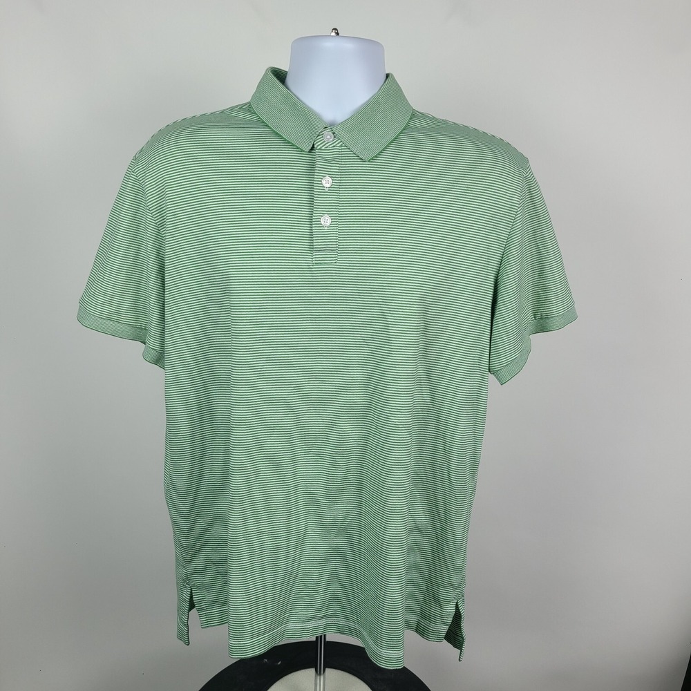 Bonobos Polo Shirt Mens Large Standard Fit Green Striped Short‎ Sleeve